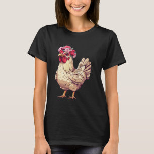 Niedliches Huhn mit Blumenhut T-Shirt