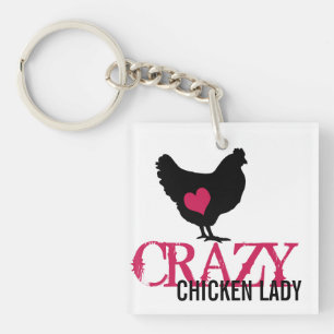 Niedliches Huhn mit rosa Herzen Schlüsselanhänger