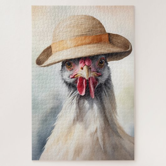 Niedliches Huhn mit Sonnenhut Puzzle (Vertikal)