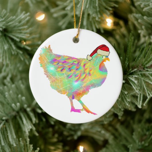 Niedliches Huhn Santa Keramik Ornament (Baum)