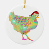 Niedliches Huhn Santa Keramik Ornament (Vorne)