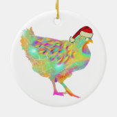 Niedliches Huhn Santa Keramik Ornament (Hinten)