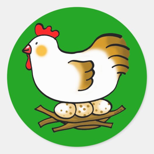 niedliches Huhn und Eier Runder Aufkleber (Vorderseite)