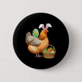 Niedliches Huhn und sonnige Ohren Ostereier Ostert Button (Vorderseite)