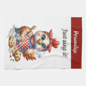 Niedliches Hühnchen Backkost Witziges Zitat Geschirrtuch (Horizontal)