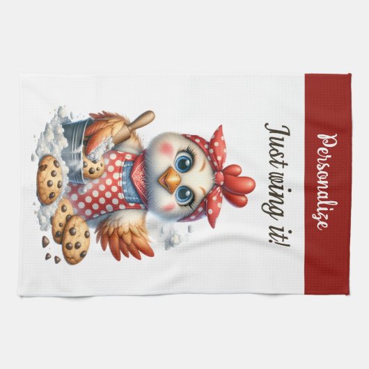 Niedliches Hühnchen Backkost Witziges Zitat Geschirrtuch (Horizontal)