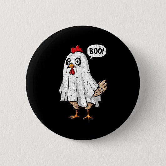 Niedliches Hühnchen Boo Funny Halloween Kostüm Män Button (Vorderseite)