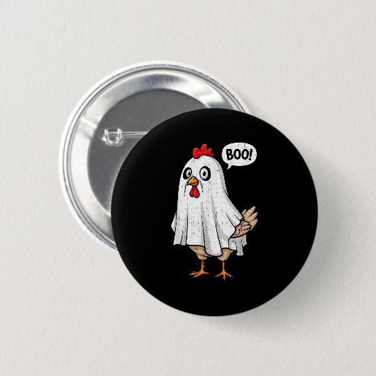 Niedliches Hühnchen Boo Funny Halloween Kostüm Män Button (Vorne & Hinten)