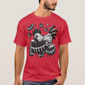 Niedliches Hühnchen Eating Watermelon Frucht Somme T-Shirt