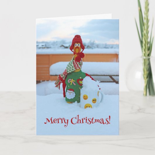 Niedliches Hühnchen Frohe Weihnachtsgrüße Karte! Karte (Vorderseite)