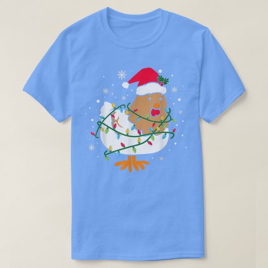 Niedliches Hühnchen Weihnachtsbaum Lichter Bauer T T-Shirt (Design vorne)