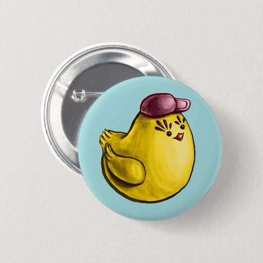 Niedliches Hühnerdesign - Funny Yellow Chick Oster Button (Vorne & Hinten)