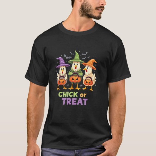 Niedliches HühnerHalloween-Kätzchen oder Leckerei T-Shirt (Vorderseite)