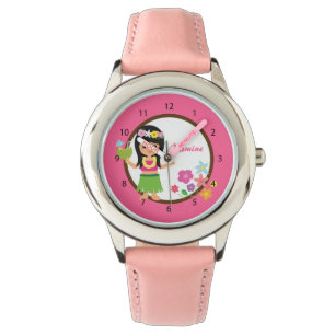 Niedliches Hula Mädchen hawaiisches Luau Themed Armbanduhr
