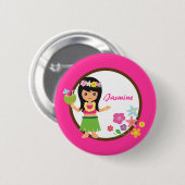 Niedliches Hula Mädchen hawaiisches Luau Themed Button (Vorne & Hinten)