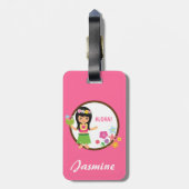 Niedliches Hula Mädchen hawaiisches Luau Themed Gepäckanhänger (Rückseite vertikal)