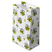 Niedliches Hummel-Bienen-Muster-Weiß Kleine Geschenktüte (Rückseite Schrägansicht)