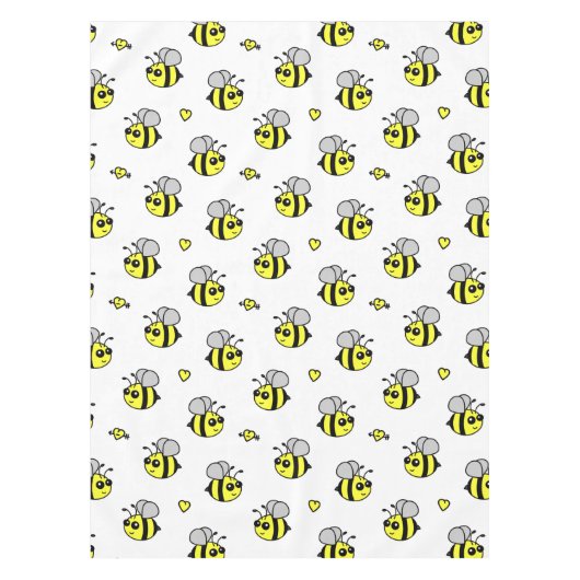 Niedliches Hummel-Bienen-Muster-Weiß Tischdecke (Vorderseite)