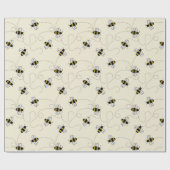 Niedliches Hummelmuster-Cartoon-Cartoon Killer-Bie Geschenkpapier (Flach)