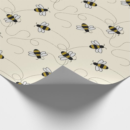 Niedliches Hummelmuster-Cartoon-Cartoon Killer-Bie Geschenkpapier (Ecke)