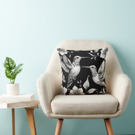 Niedliches Hummingbird Black & White Design Kissen