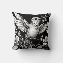 Niedliches Hummingbird Black & White Designer Kiss Kissen