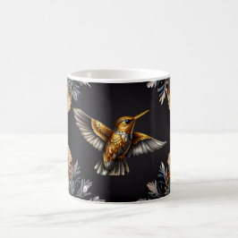 Niedliches Hummingbird Gold & Sliver Blume Hinterg Kaffeetasse