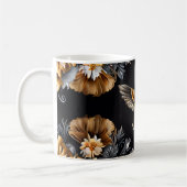 Niedliches Hummingbird Gold & Sliver Blume Hinterg Kaffeetasse (Links)