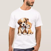 Niedliches Hund und Katze in Liebe T-Shirt (Vorderseite)