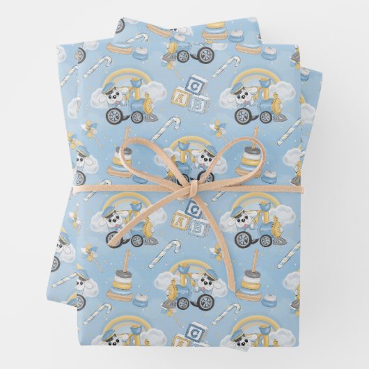 Niedliches Hunde Baby Blue Toys Geschenkpapier Set (Beispiel)