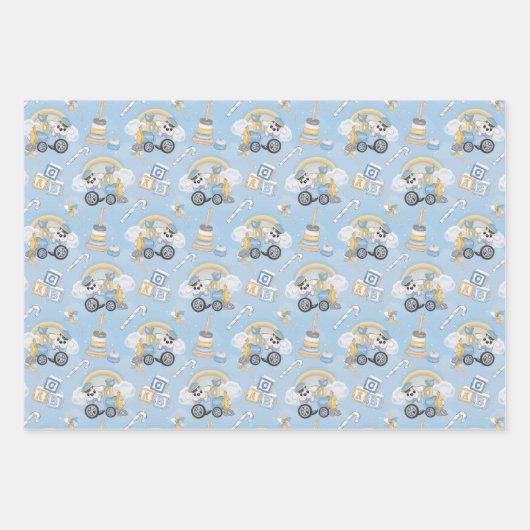 Niedliches Hunde Baby Blue Toys Geschenkpapier Set (Vorderseite)