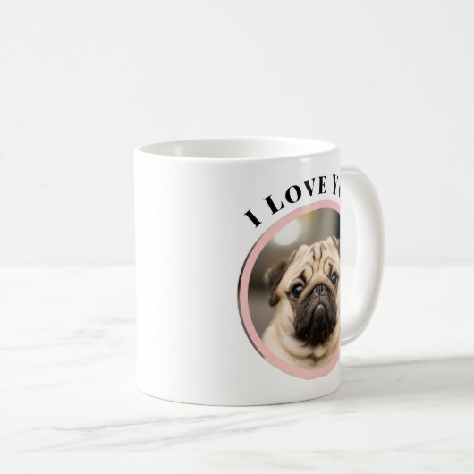 Niedliches Hunde-Foto in Rosa-Rosa-Rahmen Kaffeetasse (VorderseiteRechts)