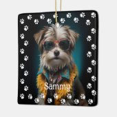 Niedliches Hundebüt-Foto Keramikornament (Links)