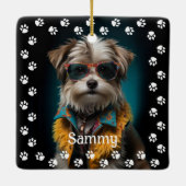 Niedliches Hundebüt-Foto Keramikornament (Rückseite)