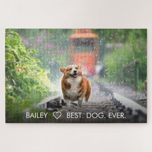 Niedliches Hundebüt Foto Personalisierte Haustiere Puzzle (Horizontal)