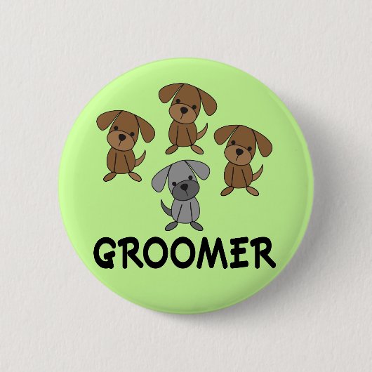 Niedliches Hundegroomer-Berufs-Geschenk Button (Vorderseite)