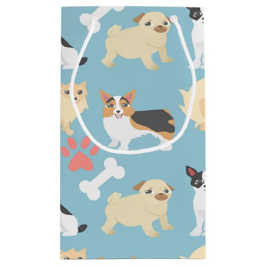 Niedliches Hundemuster Kleine Geschenktüte (Rückseite)