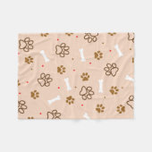 Niedliches Hundemuster mit den Tatzen entbeint Fleecedecke (Vorderseite (Horizontal))