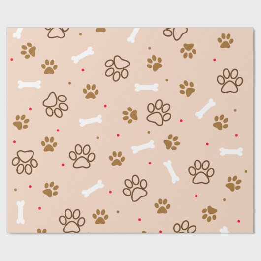 Niedliches Hundemuster mit den Tatzen entbeint Geschenkpapier (Flach)