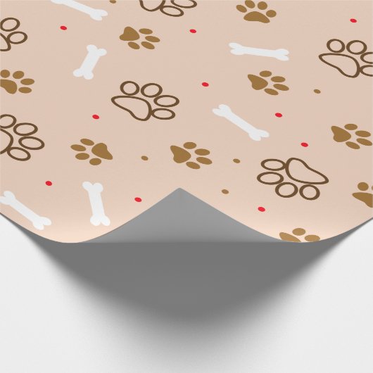 Niedliches Hundemuster mit den Tatzen entbeint Geschenkpapier (Ecke)