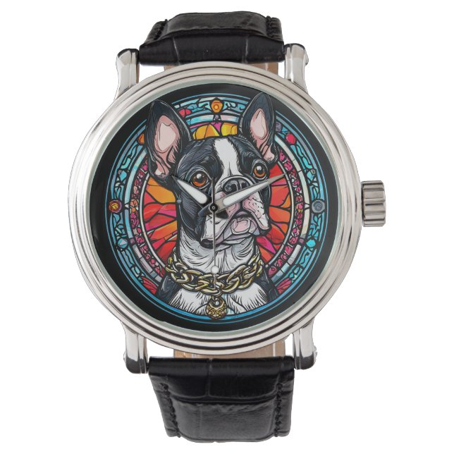Niedliches Hundeportrait Armbanduhr (Vorderseite)