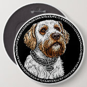 Niedliches Hundeportrait Button (Vorne & Hinten)