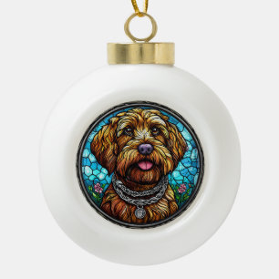 Niedliches Hundeportrait Keramik Kugel-Ornament