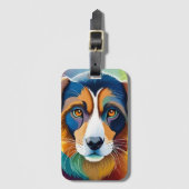 Niedliches Hundeportrait nah Gepäckanhänger (Vorderseite Vertikal)