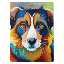 Niedliches Hundeportrait nah Klemmbrett