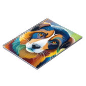 Niedliches Hundeportrait nah Notizblock (Linke Seite)