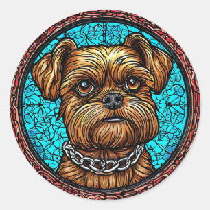 Niedliches Hundeportrait Runder Aufkleber