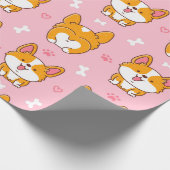 Niedliches Hundeschlittenmuster Geschenkpapier (Ecke)