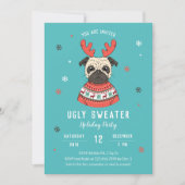 Niedliches Hundezeichen Ugly Sweater Party Einladung (Vorderseite)