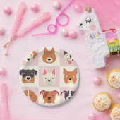 Niedliches Hundezucht-Rosamuster Pappteller (Party)